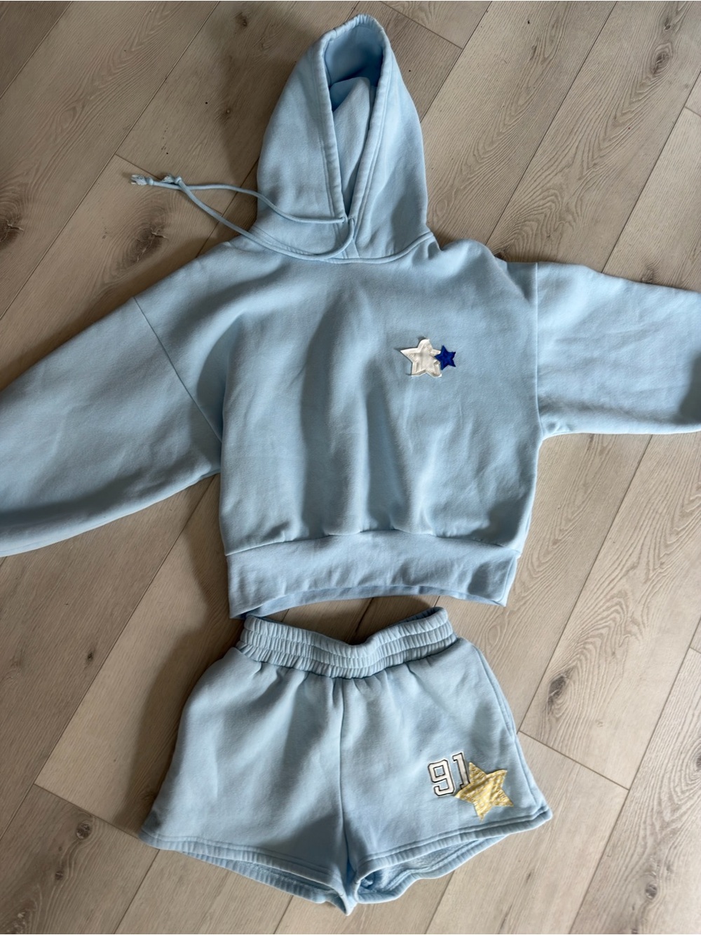 Altar’d state Blue Star Patch Hoodie & Shorts Set
